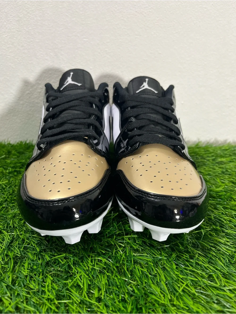 Nike Air Jordan 1 Low TD Football Cleats Men's Size 9 Gold Black FJ6245-701
